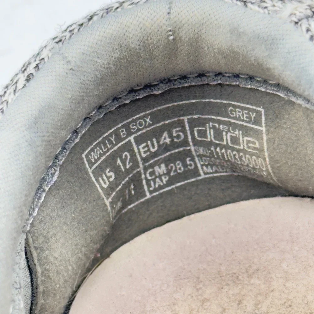 Hey Dude Wally B Sox Men 12 Grey Marl Knit Lightweight Slip On Loafers 111033000